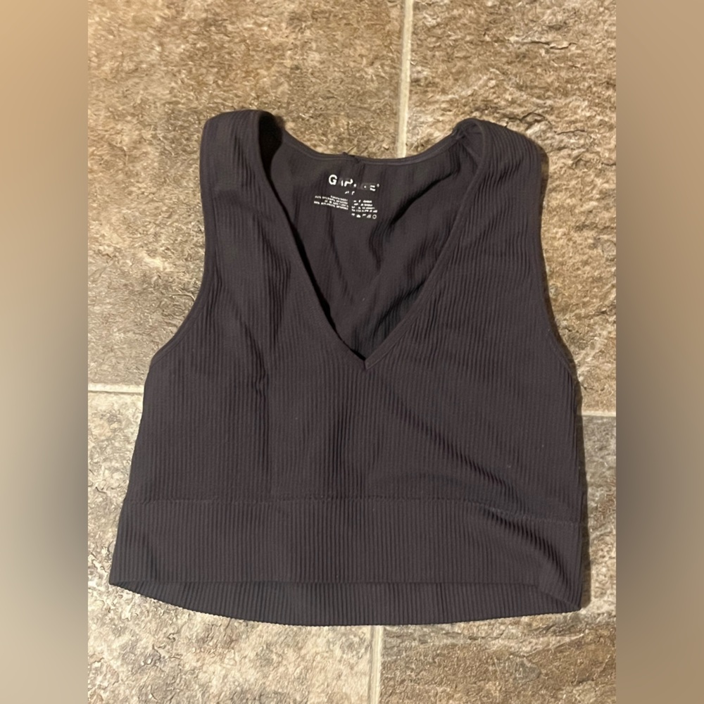 Garage Gray V Neck Crop Top